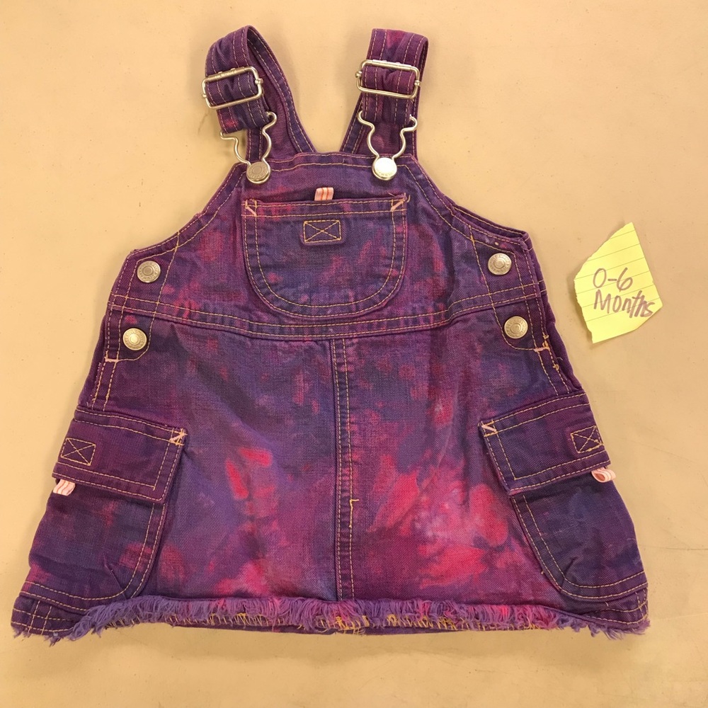 Old Navy 0-3 m Tie Dye Overall Dress Pinks Purples Upcycled SO CUTE!!